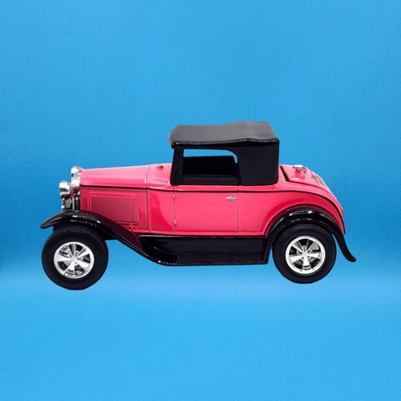 Vintage 1992 Liberty Classics Pink Ford Model A Roadster Coin Bank w/ Box & Key - Picture 8 of 11